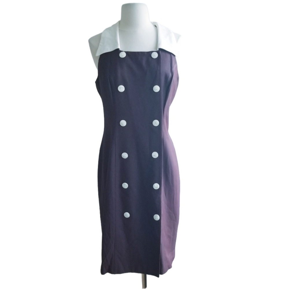 1980s Outline Deep Brown Stewardess Dress